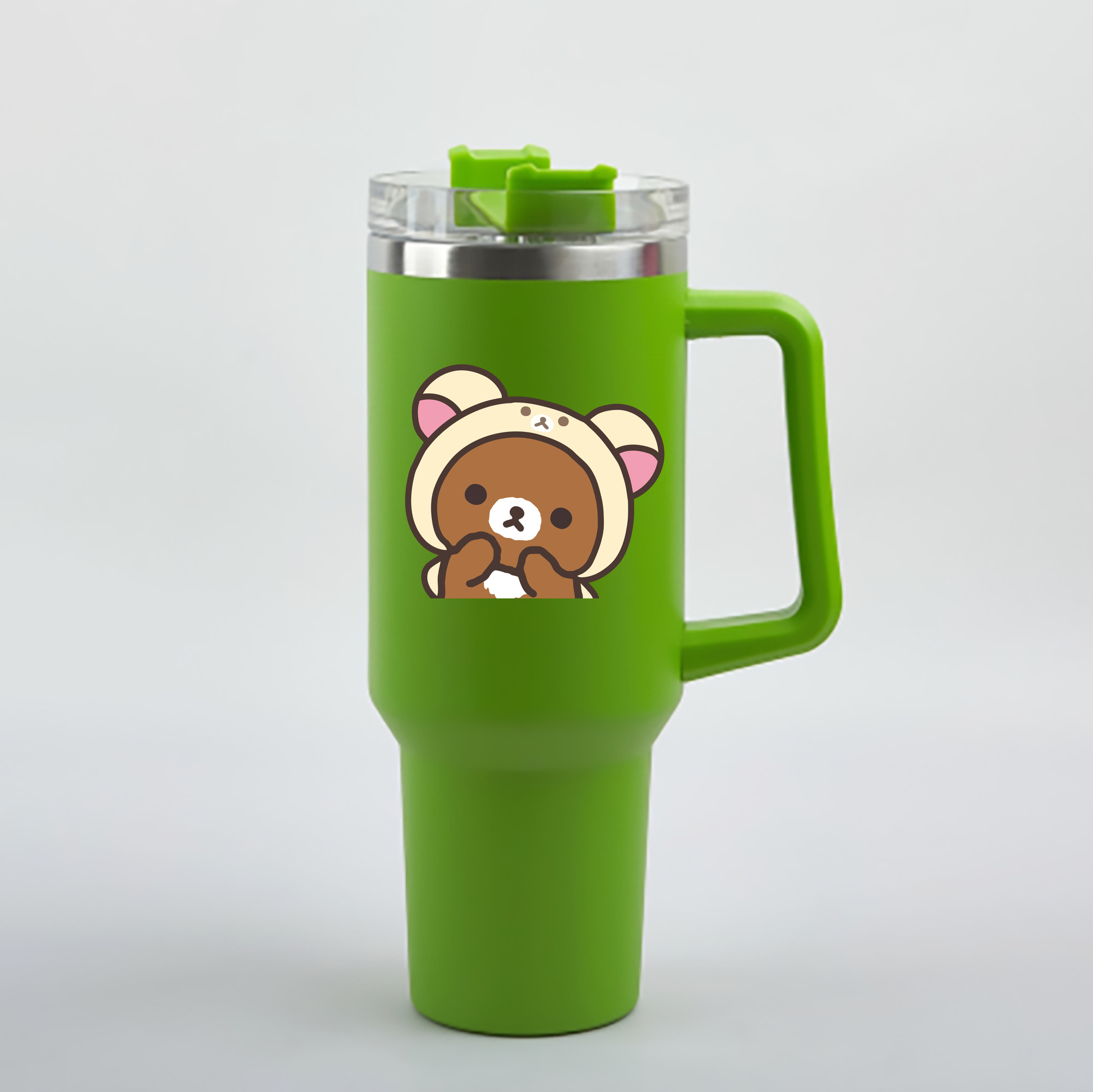 （画像用） リラックマ リラックマ キイロイトリ Rilakkuma Korilakkuma Kiiroitori 1200mL車用タンブラー - クリスタルステッカー（プラスチックストロー付き）